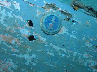 Close-up of ship's boat badge